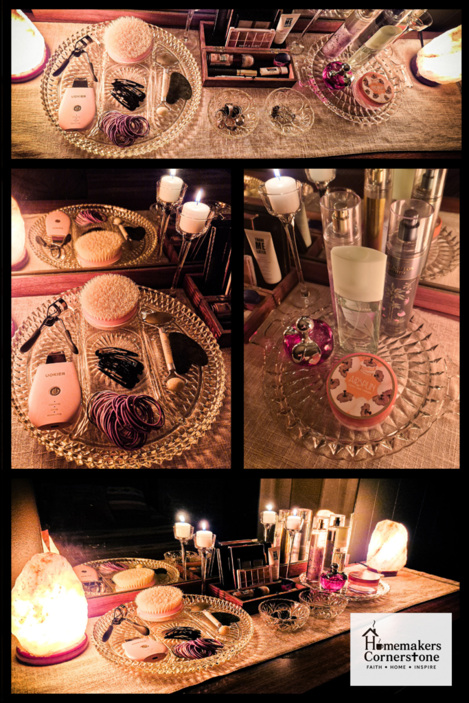 Counter and Dresser Organization Home decor: Vintage crystal platters, plates, and trays can be used to designate a spot for items you don't want just setting on a surface.