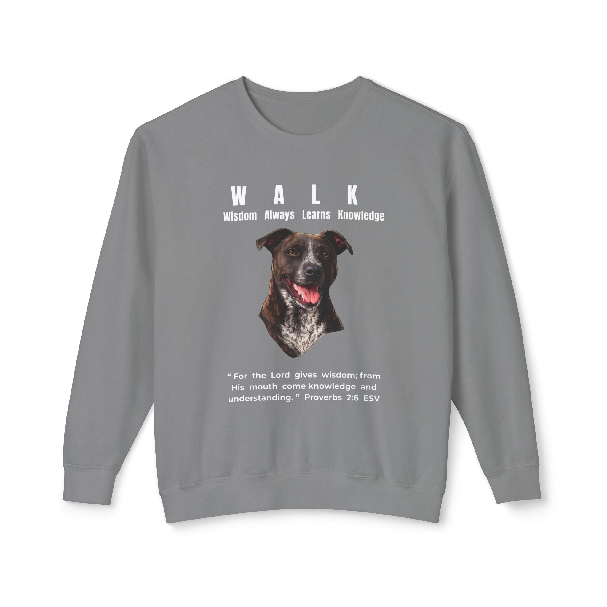 W.A.L.K. - Wisdom Always Learns Knowledge - Unisex Lightweight Crewneck Sweatshirt - Pitbull Terrier - Image 3