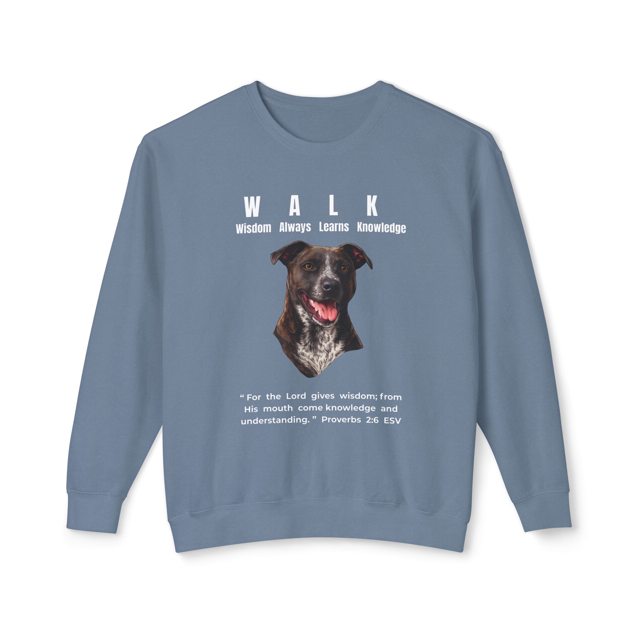 W.A.L.K. - Wisdom Always Learns Knowledge - Unisex Lightweight Crewneck Sweatshirt - Pitbull Terrier - Image 5