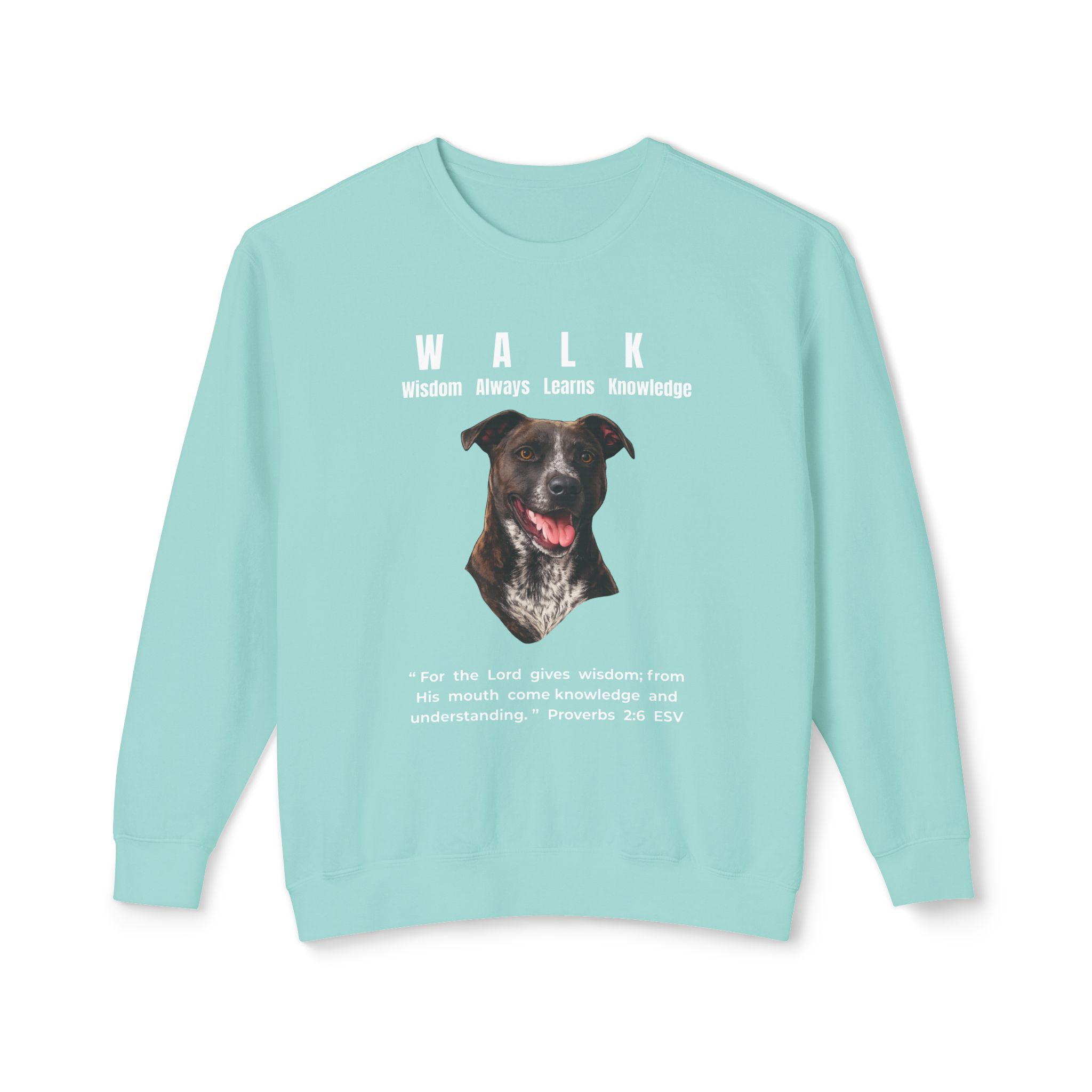 W.A.L.K. - Wisdom Always Learns Knowledge - Unisex Lightweight Crewneck Sweatshirt - Pitbull Terrier - Image 4