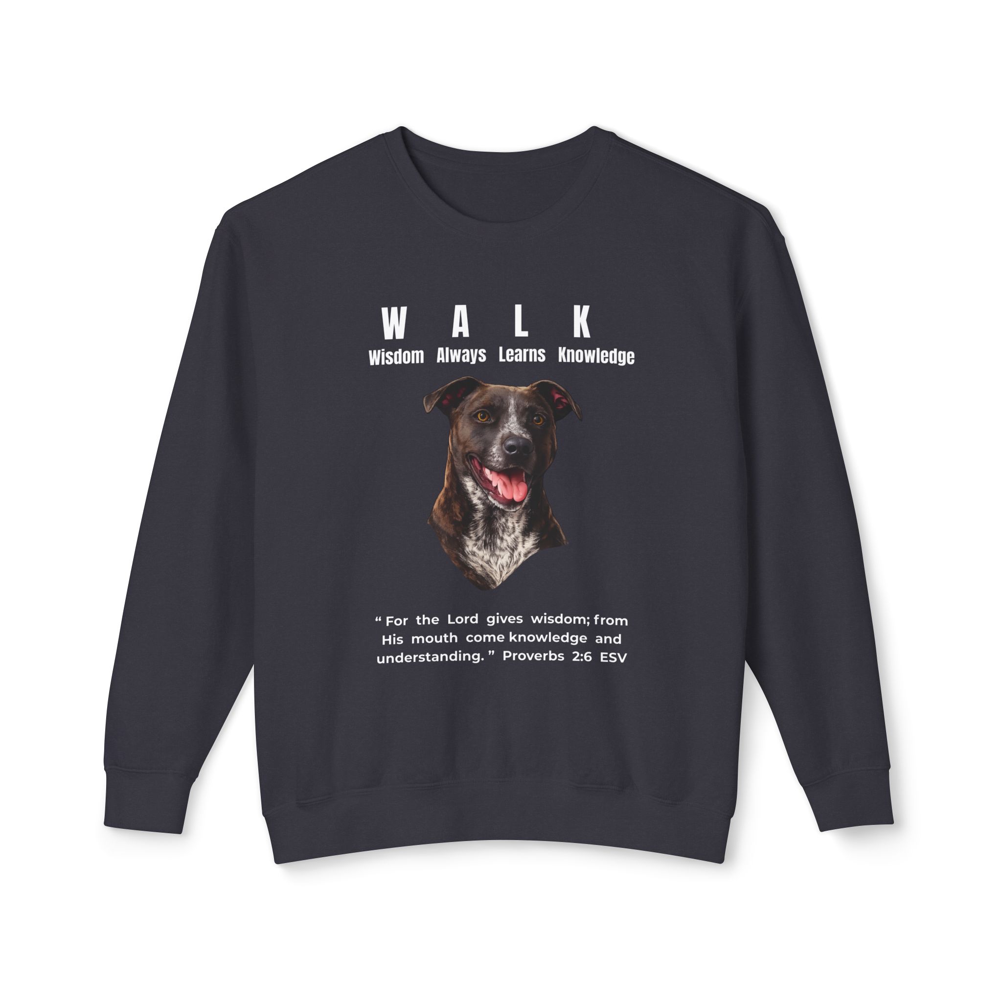 W.A.L.K. - Wisdom Always Learns Knowledge - Unisex Lightweight Crewneck Sweatshirt - Pitbull Terrier - Image 6