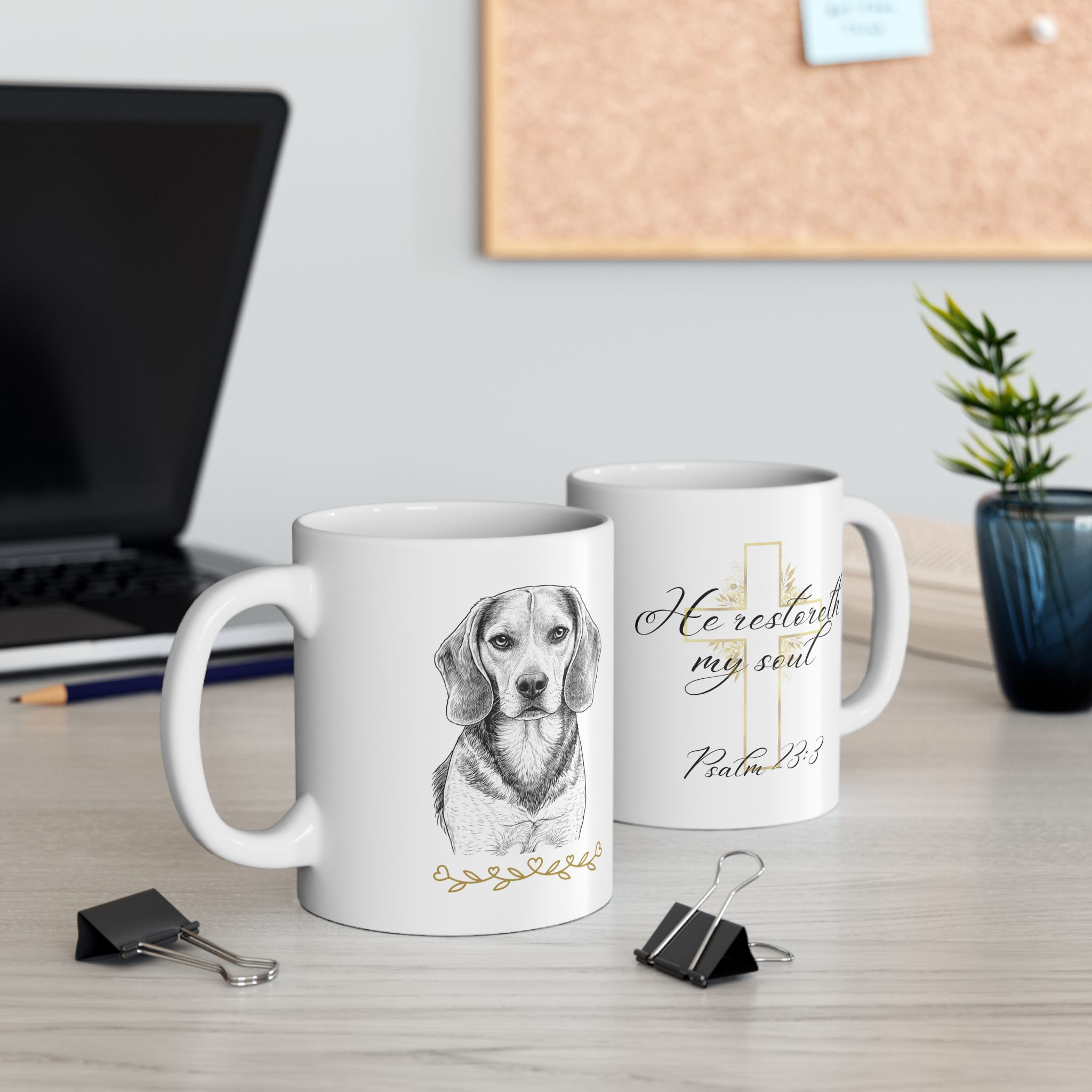 BJ “He Restoreth My Soul” Coffee Mug – Psalm 23:3 Ceramic Mug, 11oz - Image 3