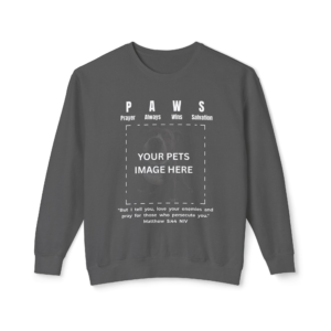 Personalized PAWS Christian Pet Sweatshirt | Custom Dog Photo Crewneck | Matthew 5:44 Faith Apparel