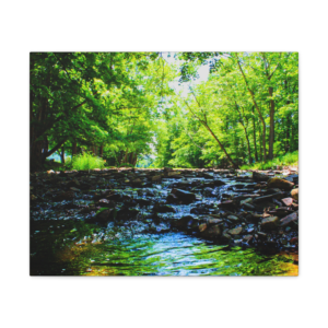 Creek Green Rocky Waterfall Canvas